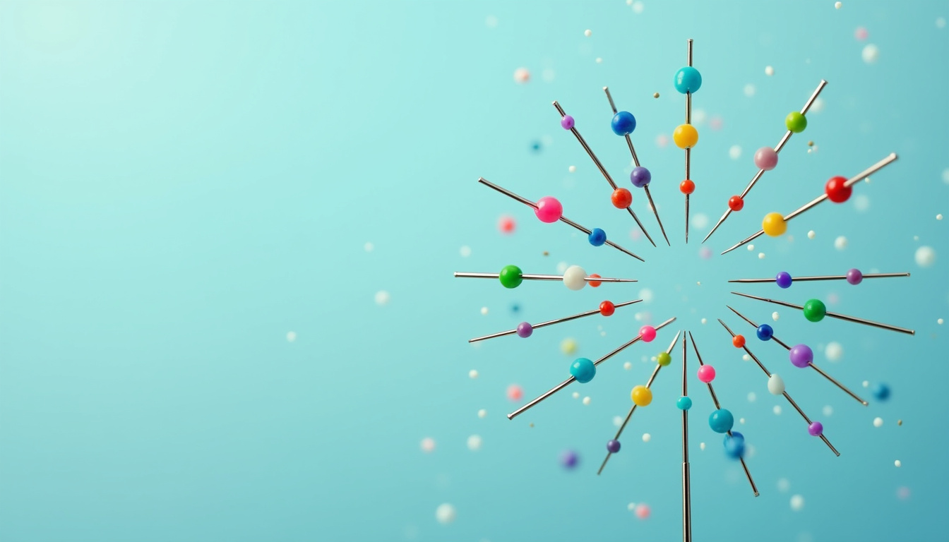  colorful illustration of acupuncture needles on a calming blue background