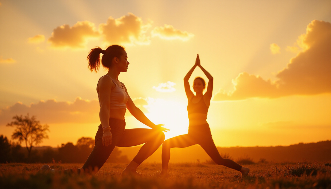  Person practicing yoga outdoors at sunrise for holistic wellness and pain management