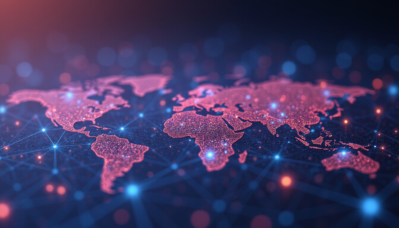  digital network with AI agents optimizing global business workflow