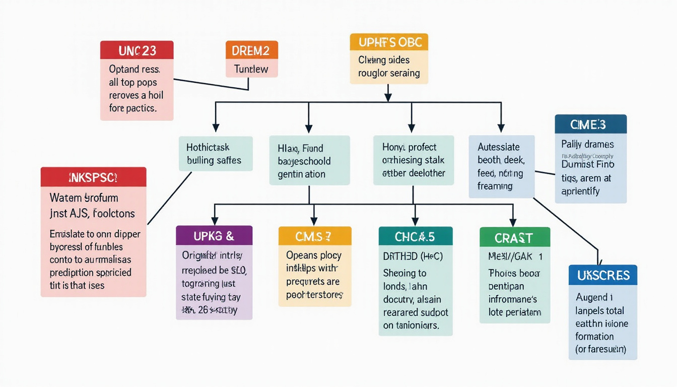  Flowchart of hierarchical UNSPSC codes, sleek infographic style, vibrant colors