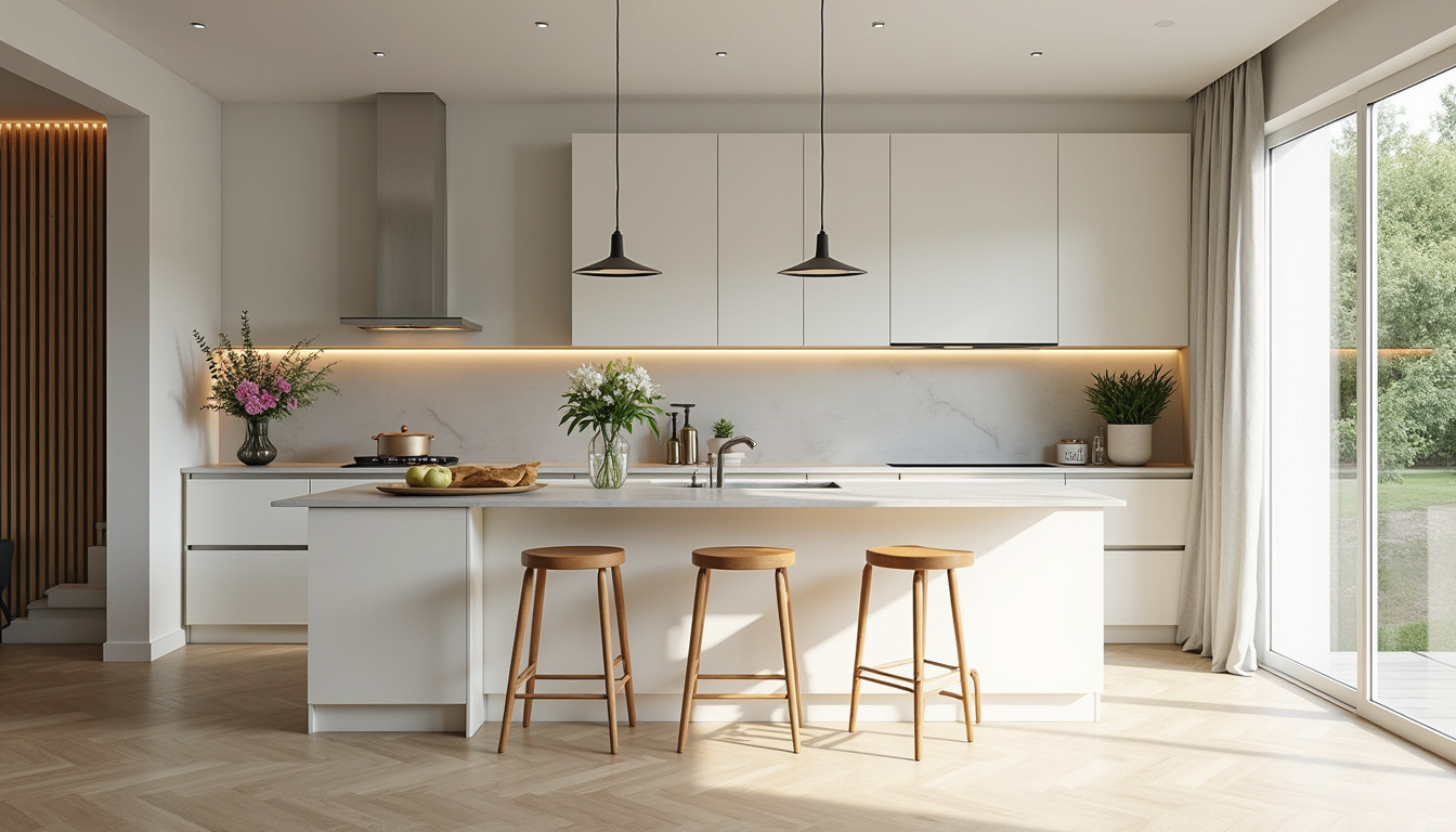 bright open kitchen with tasteful decor, fresh flowers, and appealing layout for buyers