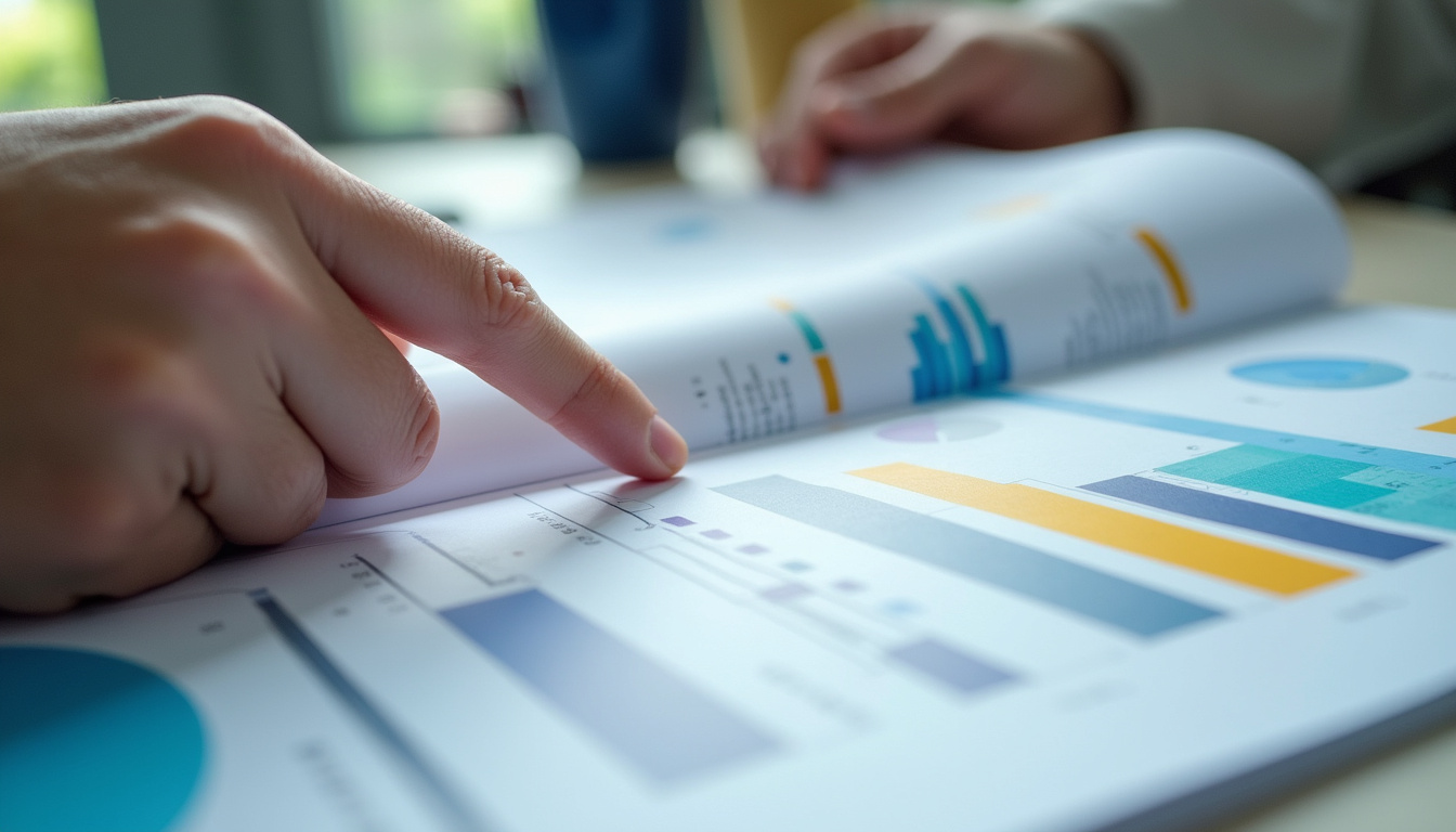  detailed UNSPSC classification handbook, close-up, hands pointing, organized workspace, bright lighting