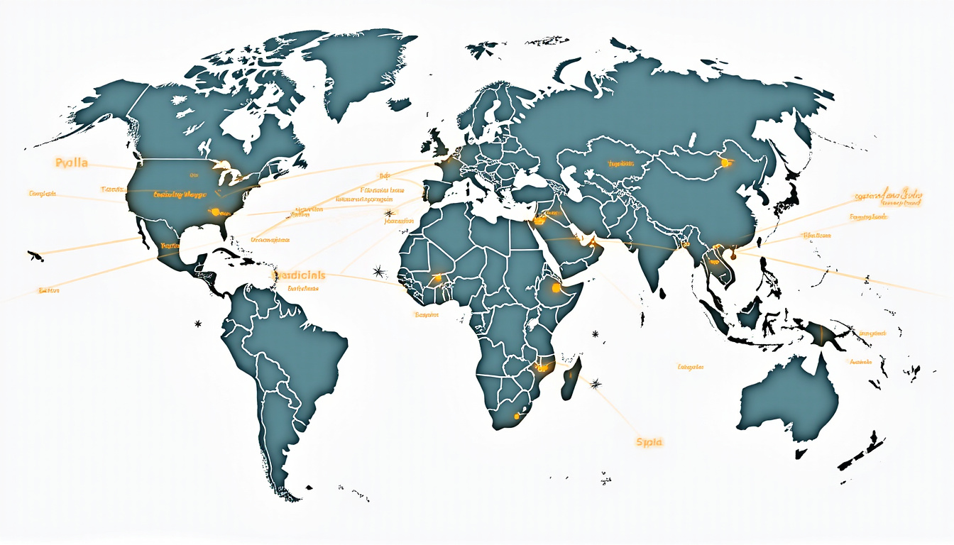  Detailed classification code charts with global network overlays, modern business procurement themes
