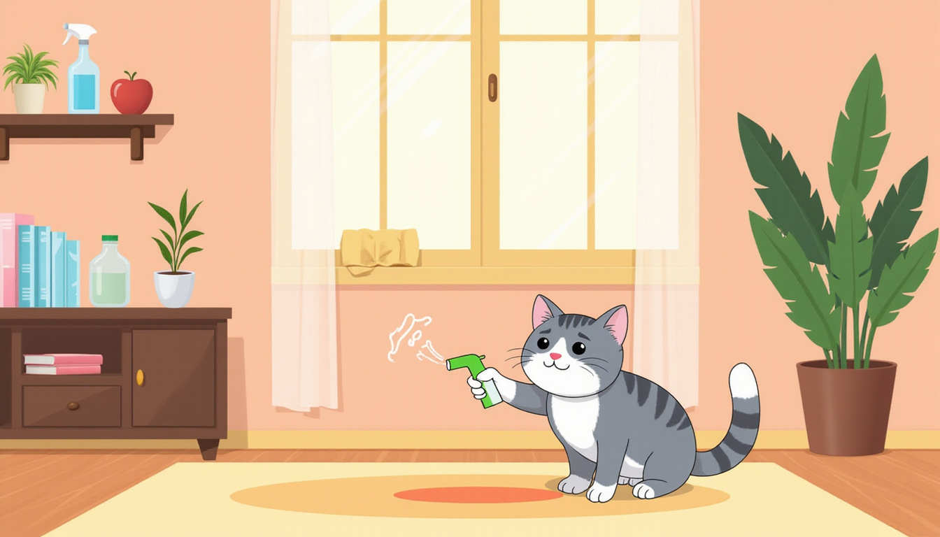 cat spraying indoors, protective home sprays, clean environment, worried pet owner