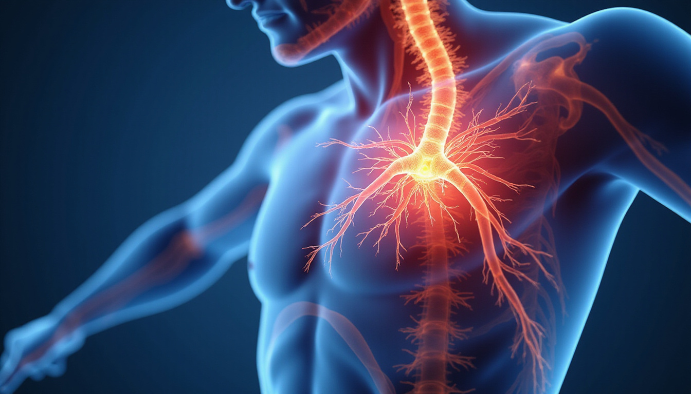  Medical illustration of decompressed nerve relieving chronic pain, vibrant anatomy colors