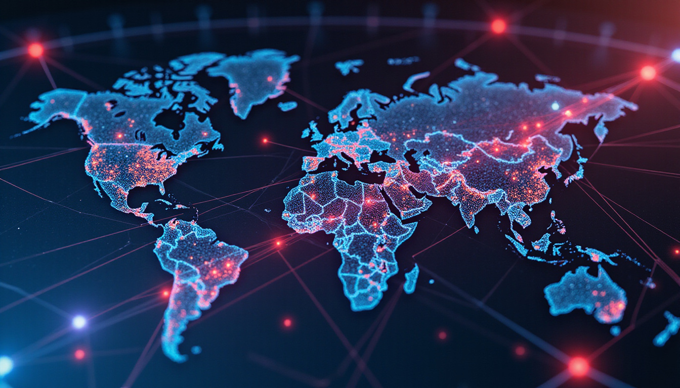  Futuristic infographic showing dynamic NACE codes and global industry sectors interconnected