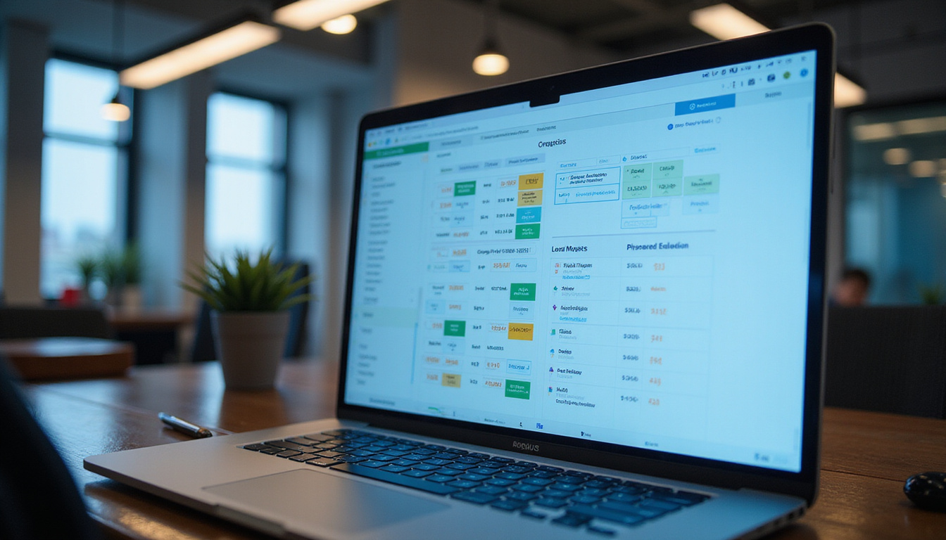  Organized digital dashboard displaying categorized CPV codes for public procurement, modern workspace lighting