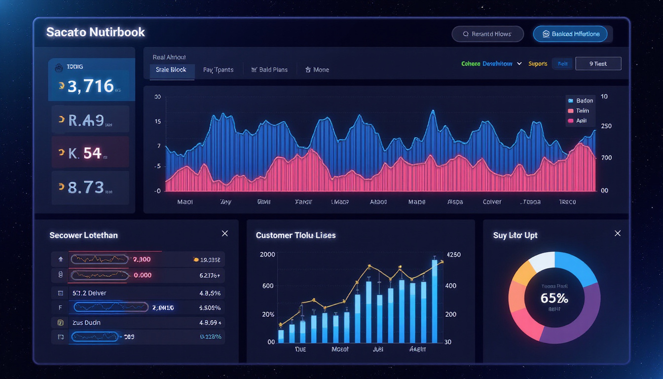 digital marketing dashboard, glowing customer lifetime value metrics, futuristic business interface