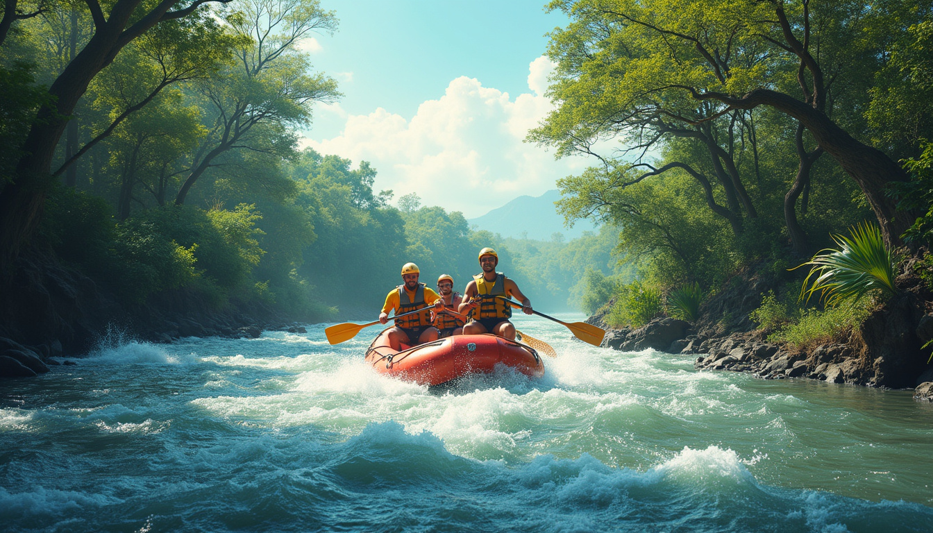  thrilling whitewater rafting on Nile, surrounded by dense jungle and wildlife