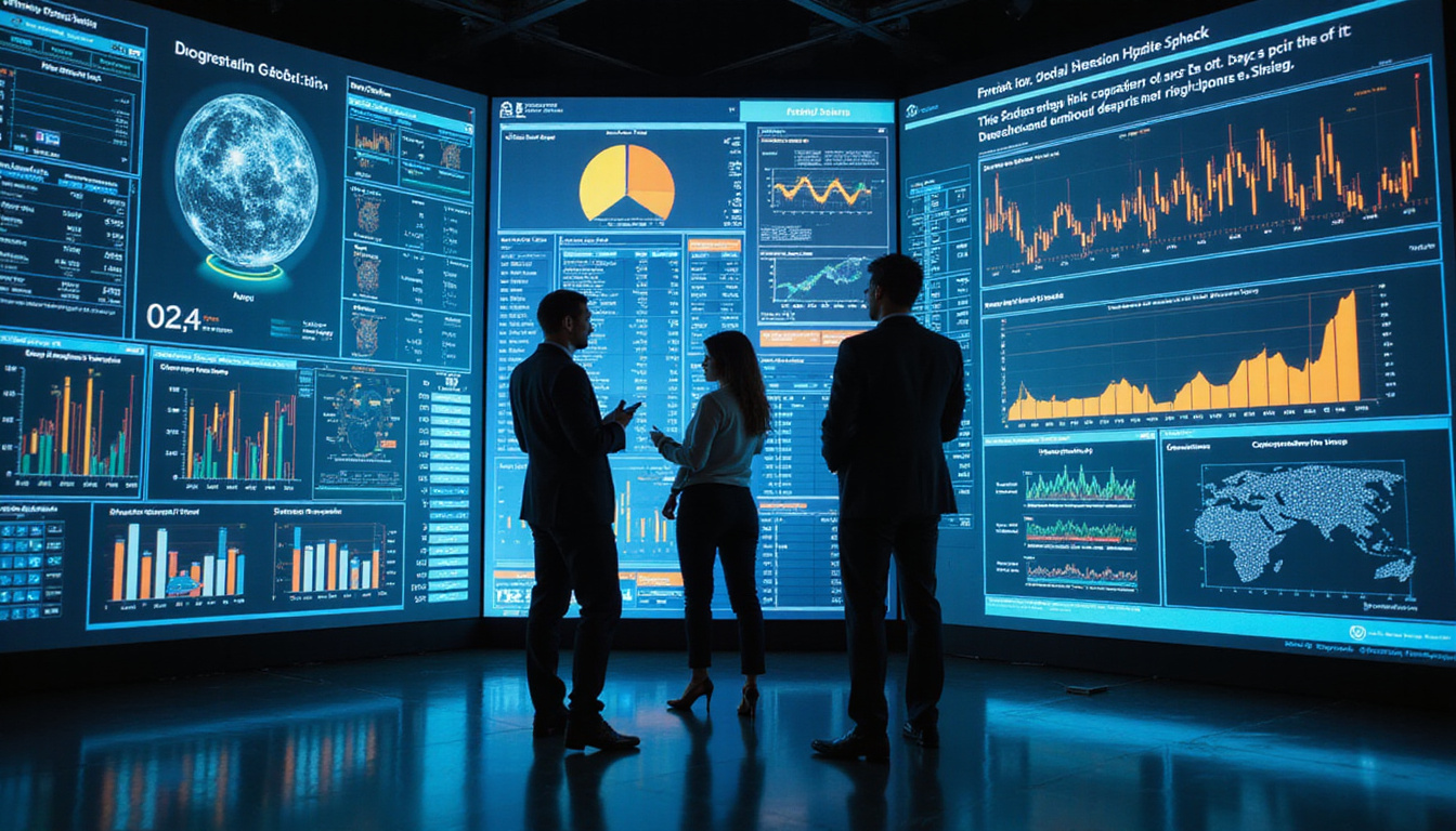  Corporate team analyzing CPV code charts on digital screens, futuristic procurement classification concept, bright colors