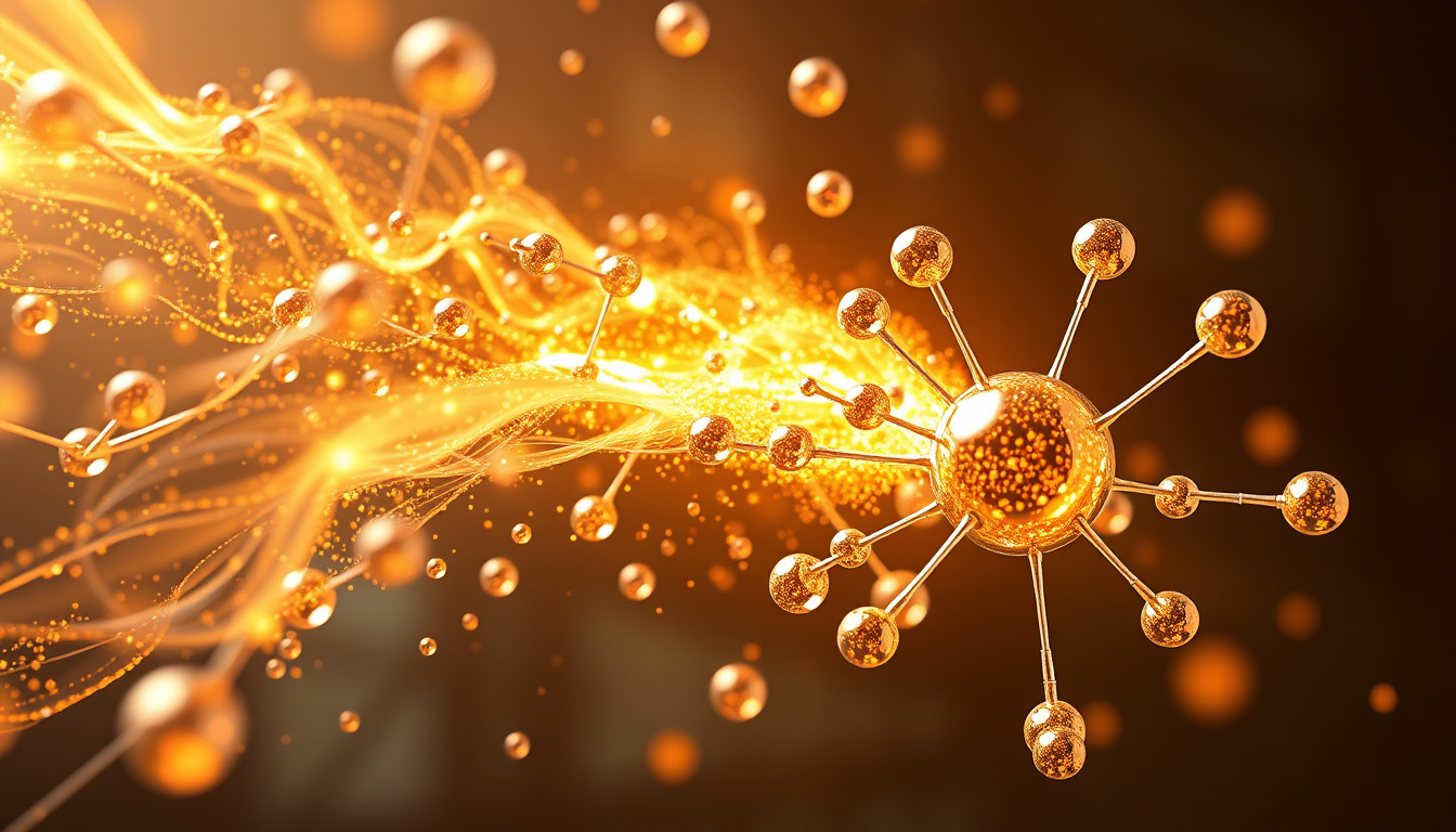  Abstract illustration of sulfate ions interacting with metal atoms, vibrant energy flow effects