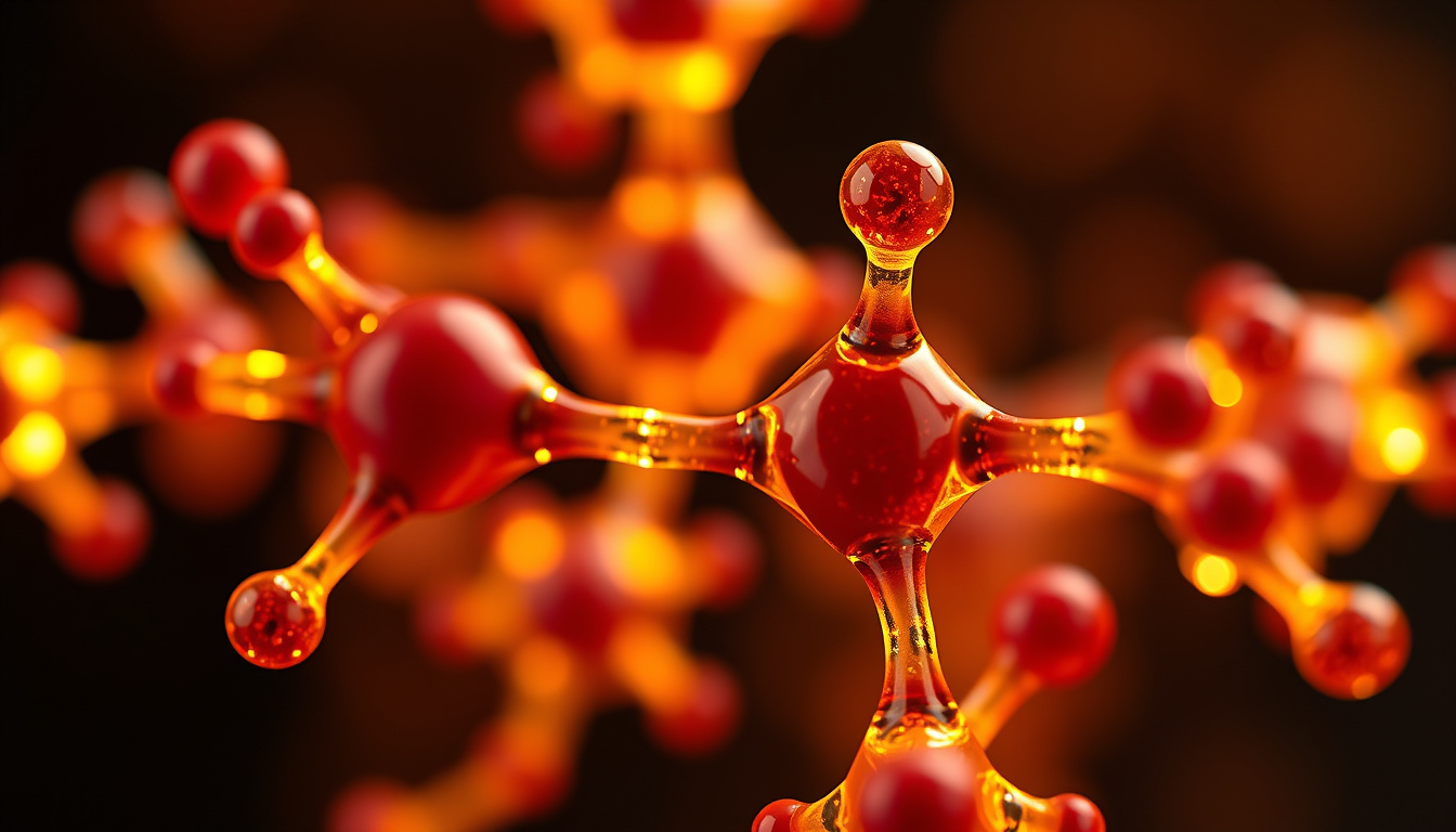  Close-up of ucmvasosterols molecular structure with glowing effects, scientific and natural elements combined