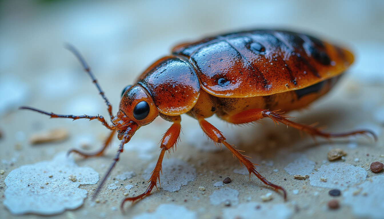  Scientific illustration of insect resistance mechanisms inside a German cockroach under a microscope