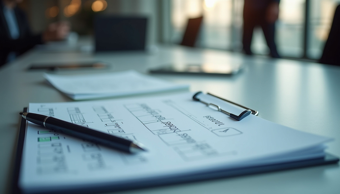  professional small business workspace, government contract checklists, success and growth concept, bright lighting