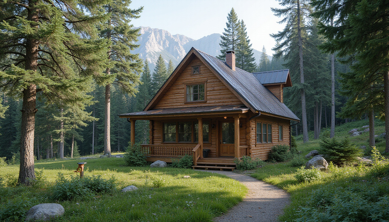  Mountain cabin retreat surrounded by lush forests and hiking trails