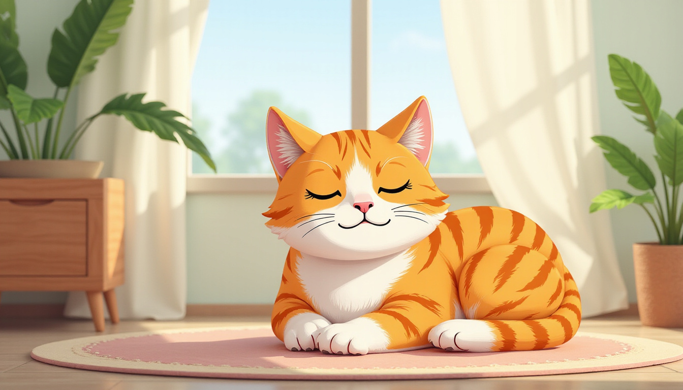 Calm male cat with anti-spray deterrent, peaceful living room, soft natural lighting