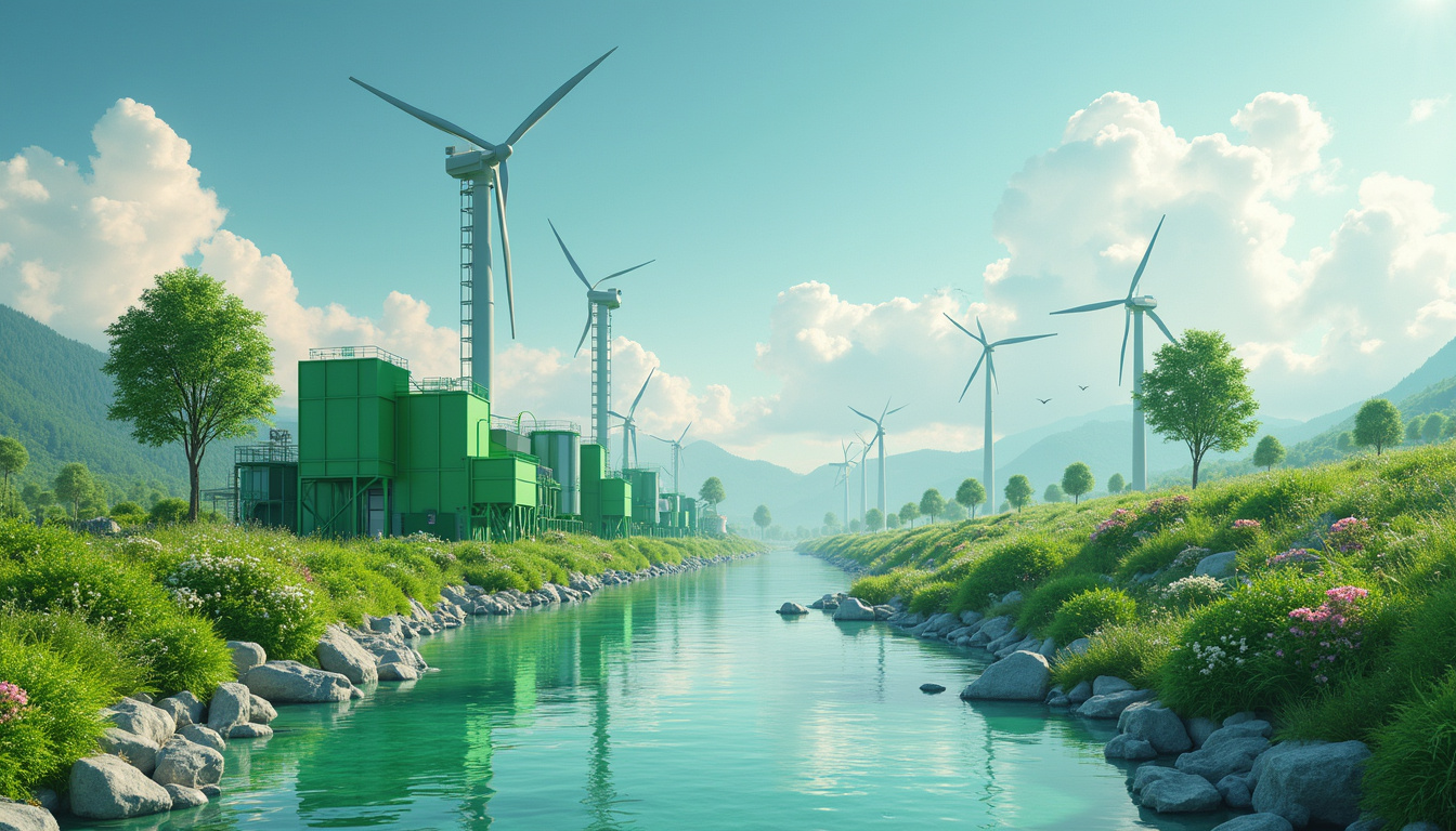  High-tech biodegradable waste sorting facility with clean energy sources