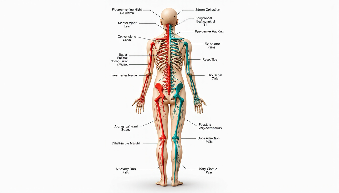  diagram of sciatic nerve pain pathways highlighted in bright colors