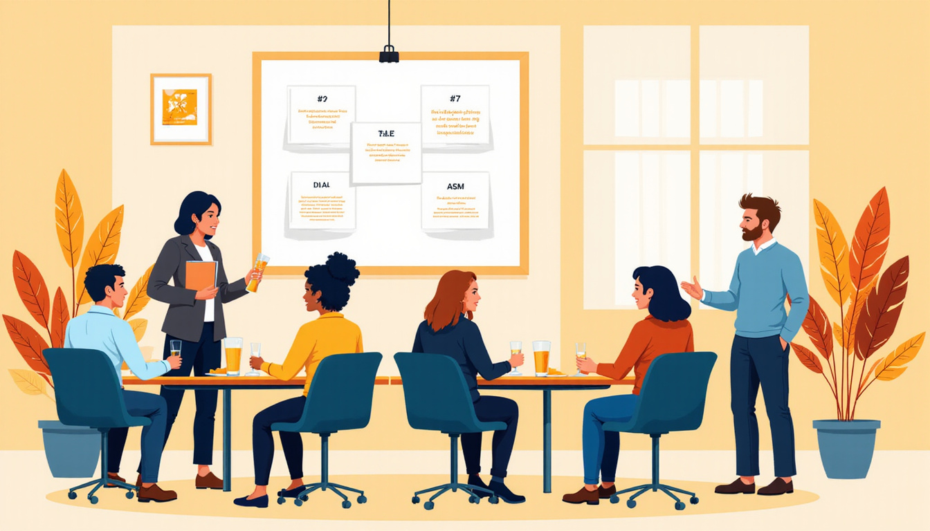  diverse team meeting, clear alcohol policies visualized, safe and productive work culture