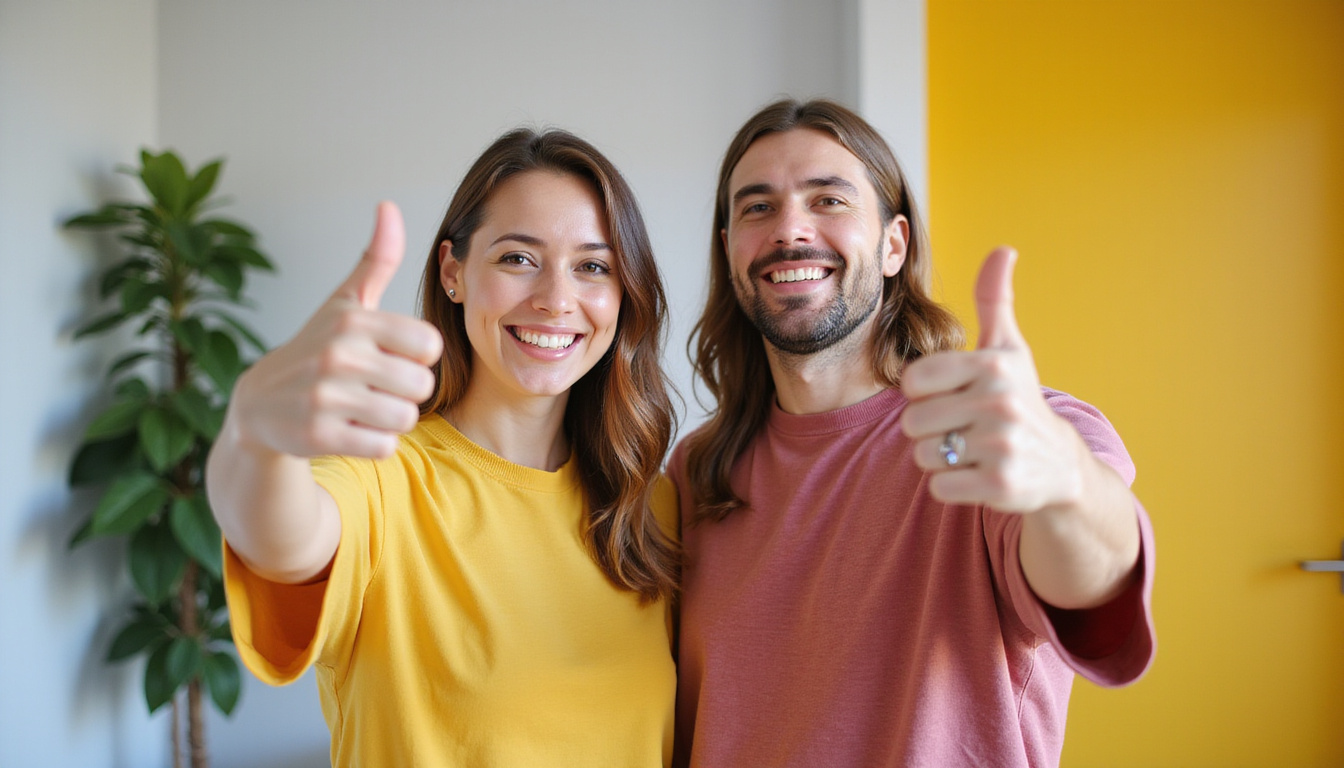  happy customers giving thumbs up near clean San Diego home