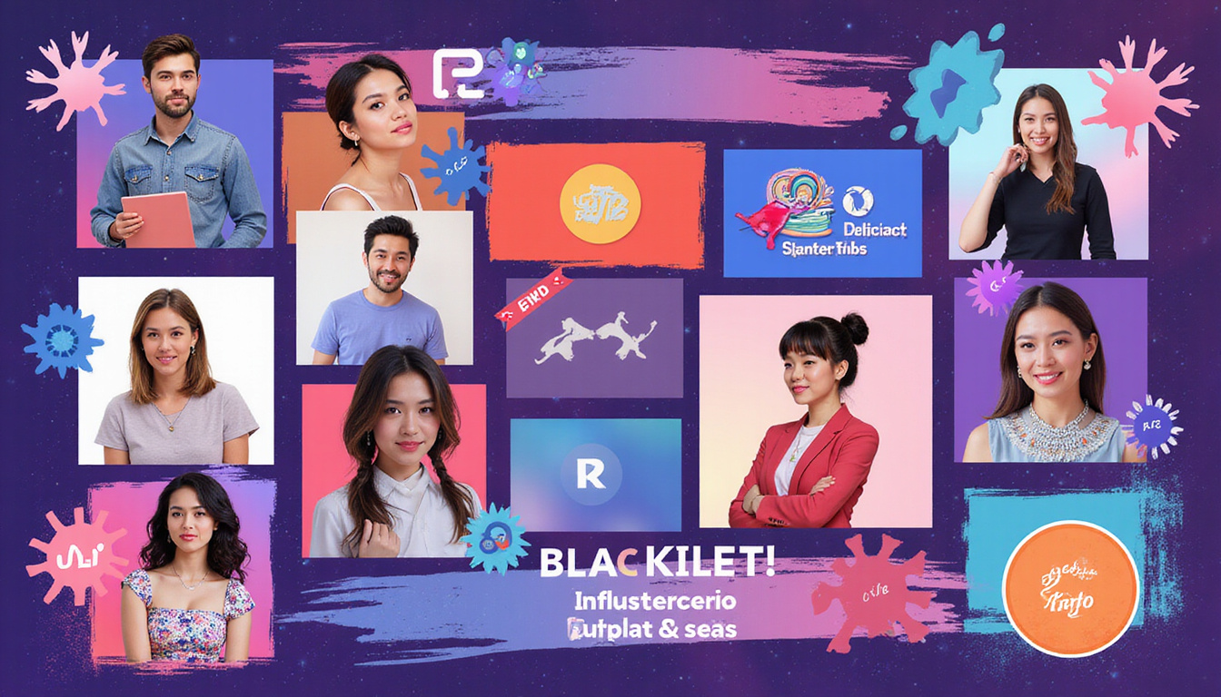 Vibrant social media campaign showcasing crypto influencers promoting blockchain brands