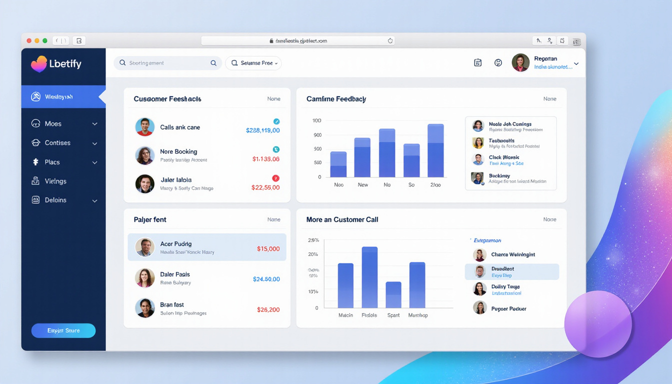  Sleek user interface of call answering software showing efficiency and positive customer feedback graphs