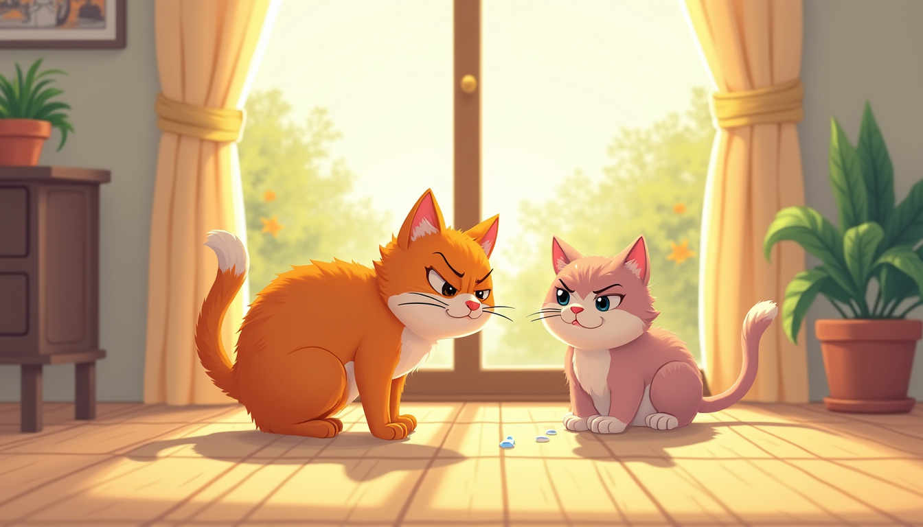 angry cat marking territory with urine, indoor home environment, frustrated owner nearby