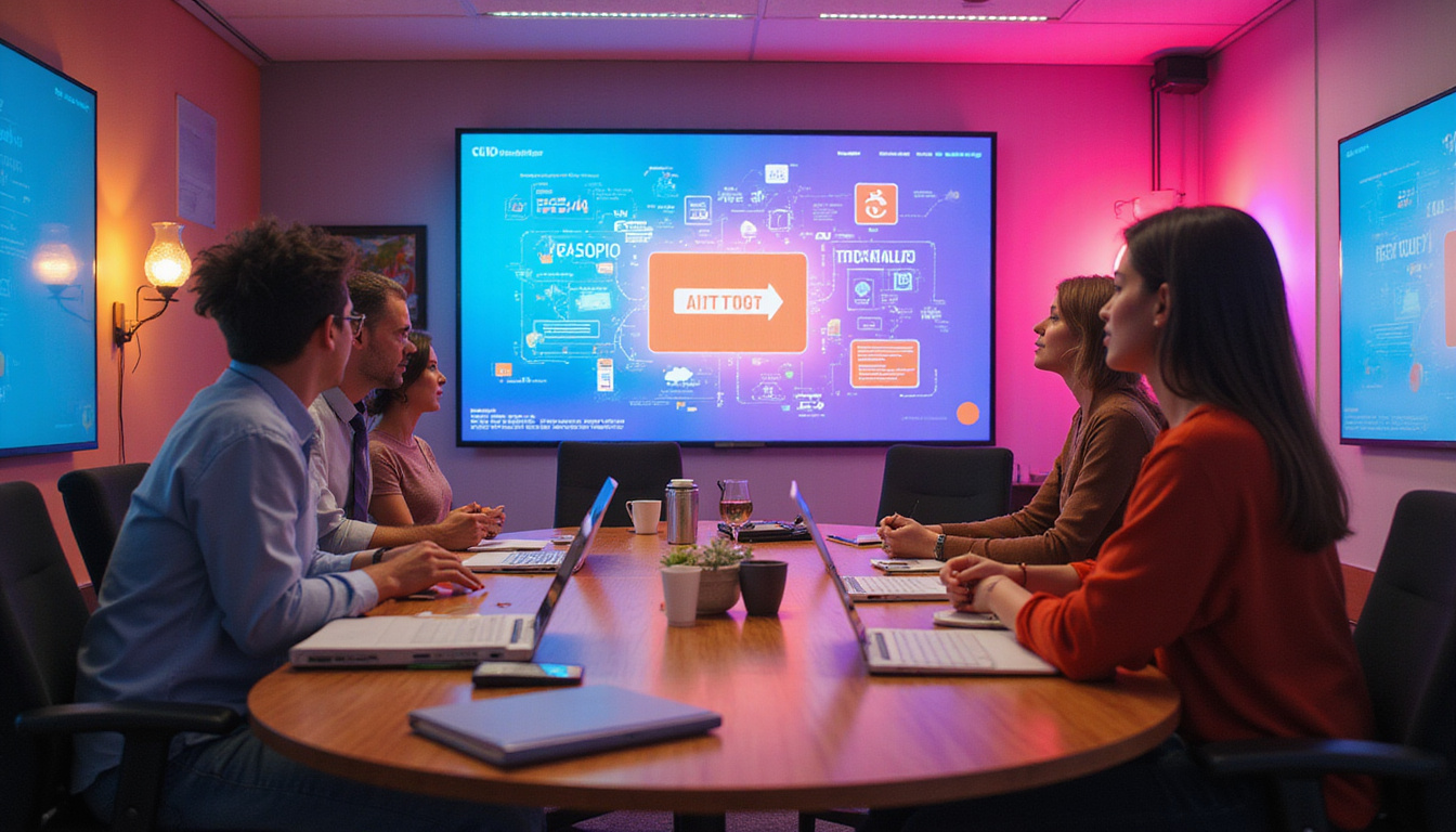  vibrant marketing strategy boardroom scene highlighting demand generation techniques and customer engagement