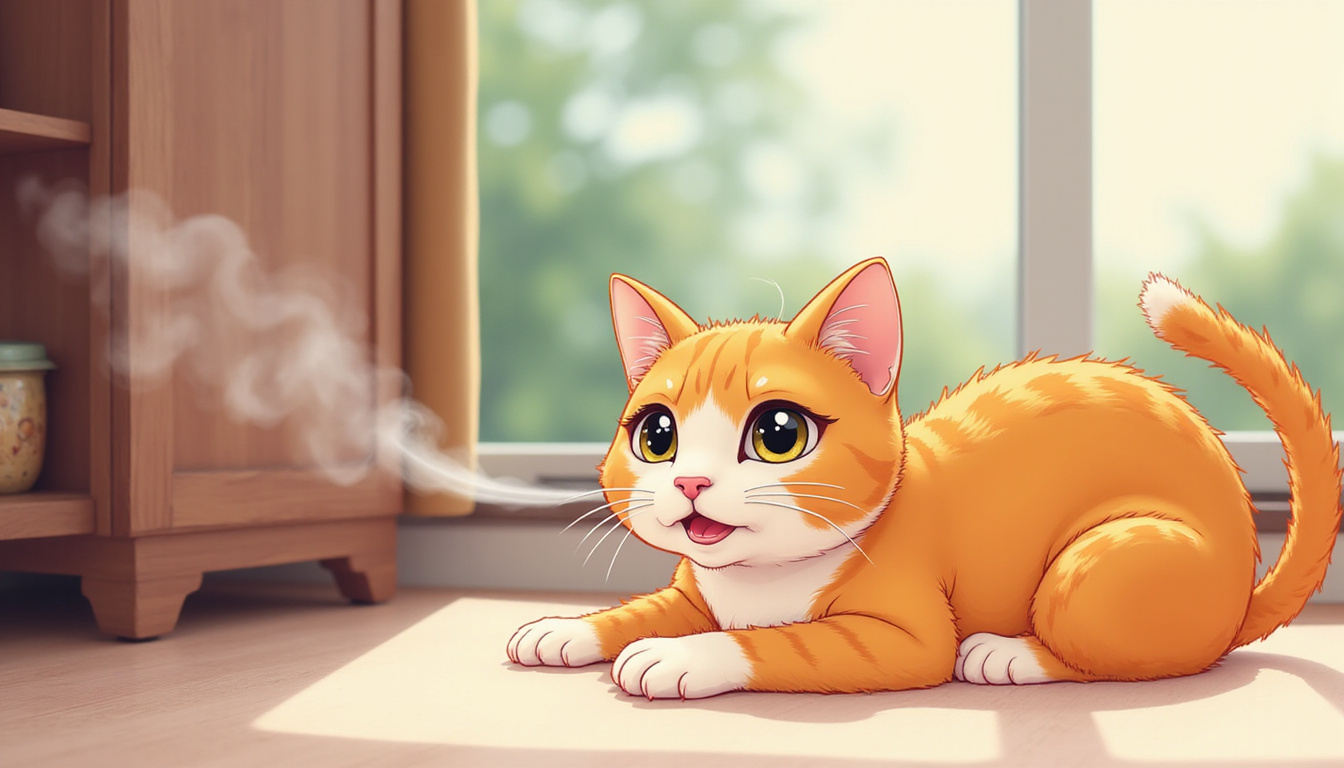 close-up of a cat spraying scent on furniture, indoor home setting, soft natural light 