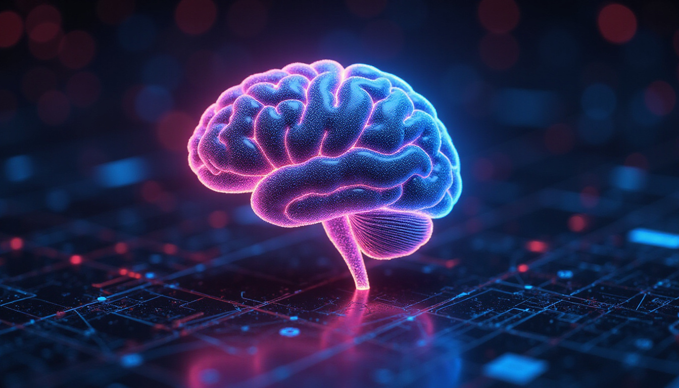 sleek digital brain symbolizing middleware seamlessly integrating multiple applications in a vibrant network