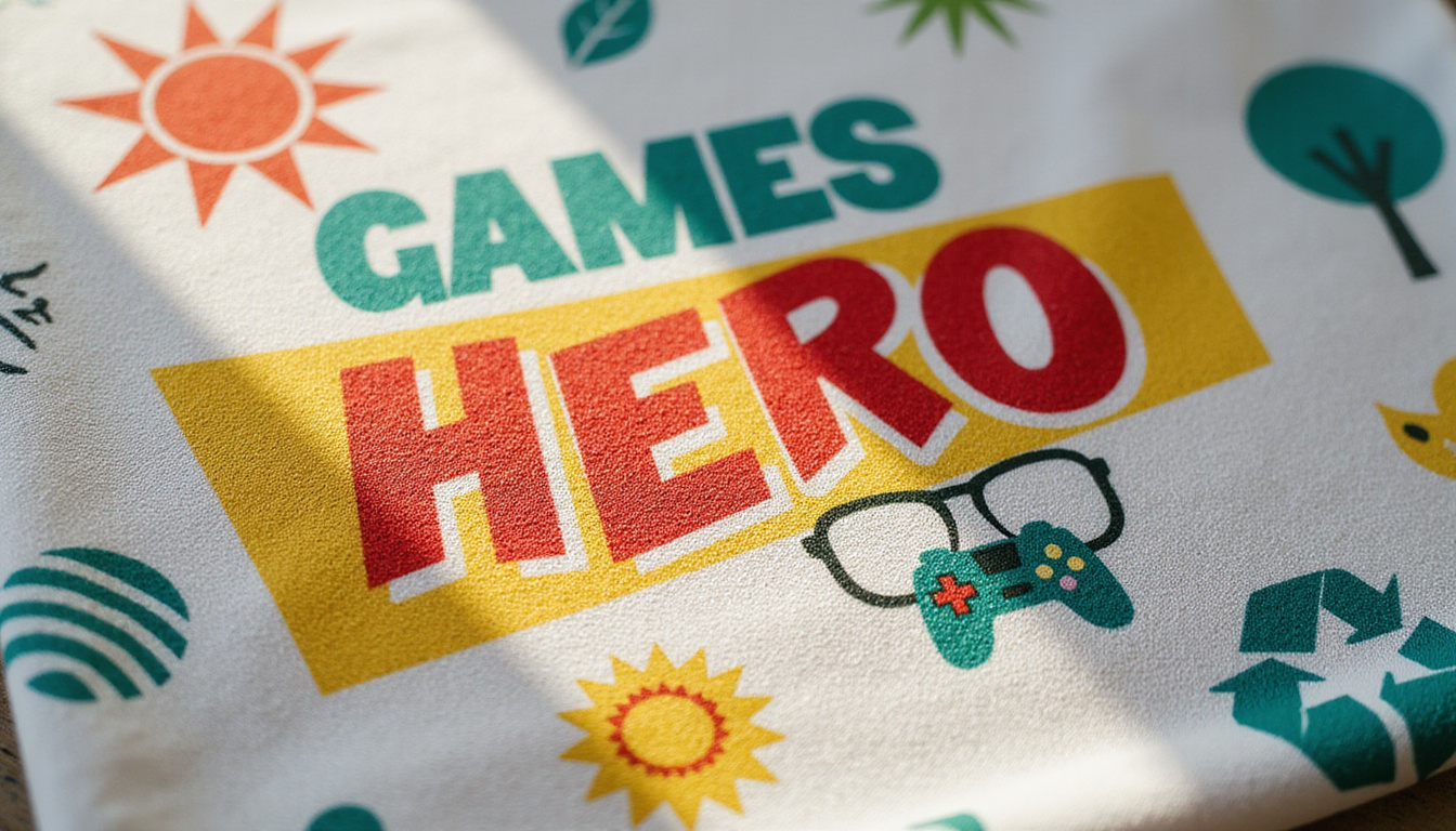  Close-up of durable organic fabric texture with eco symbols and sunlight
