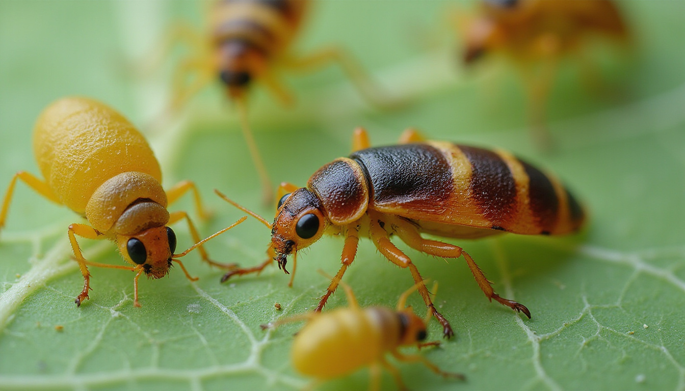  microscopic view of German roach eggs and nymphs, biological study background
