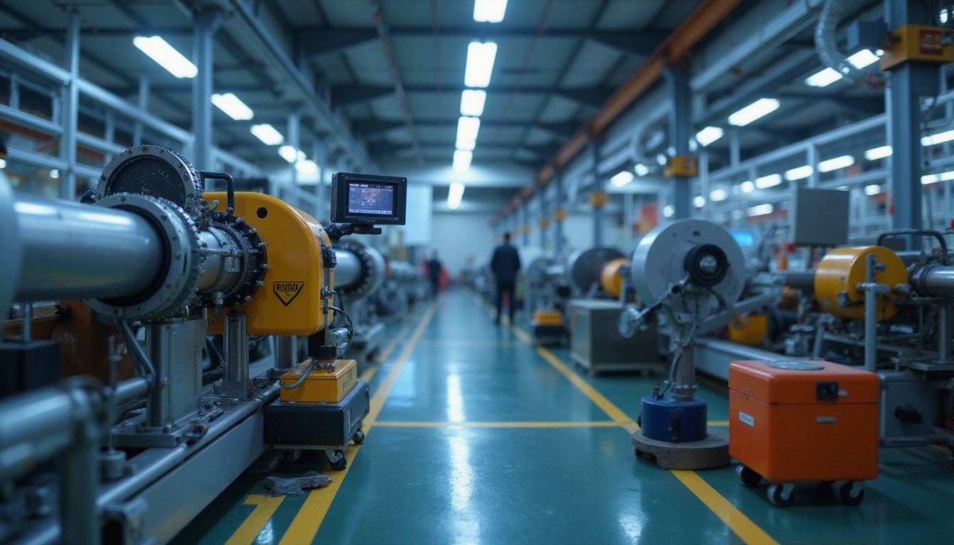  Advanced prototype telemetry devices monitoring dynamic machinery in a high-tech industrial setting