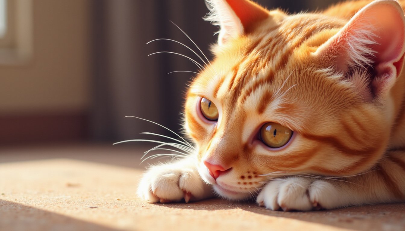 Close-up of a cat rubbing face on furniture, visible pheromone trails in soft glow 