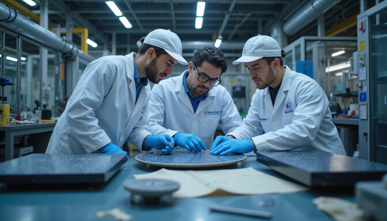  Engineers analyzing advanced composite materials in a high-tech aerospace laboratory environment