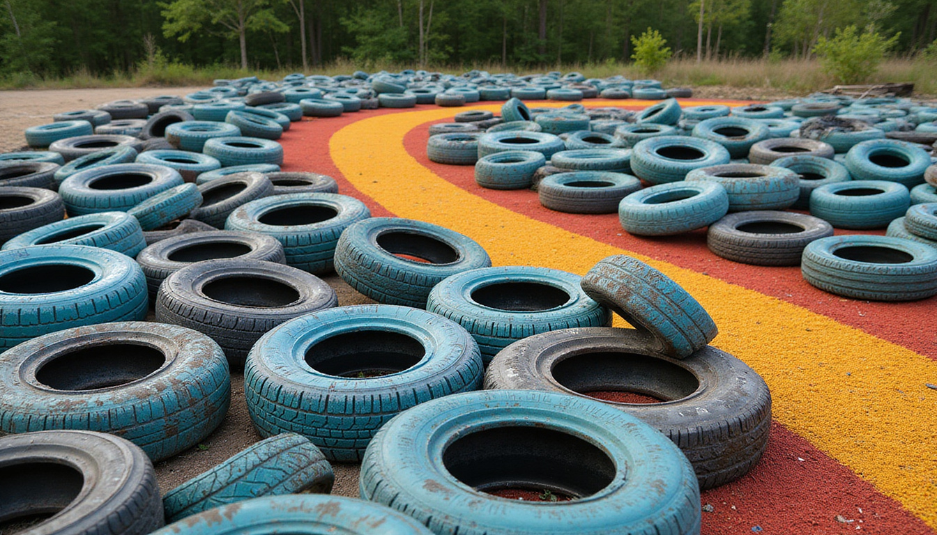  discarded tires transformation into playground surfaces, sustainable waste management, nature preservation
