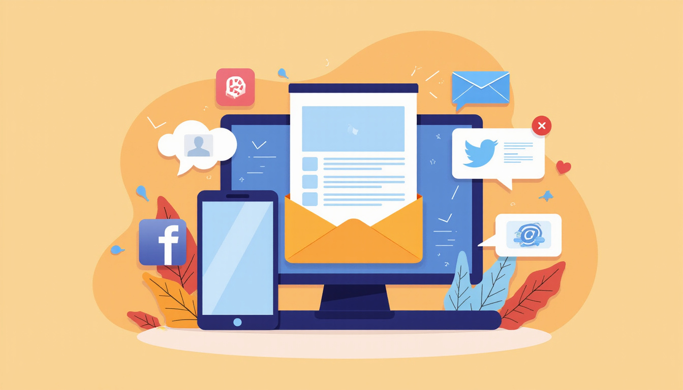 fast-growing business concept with interconnected social media, email, and mobile marketing elements