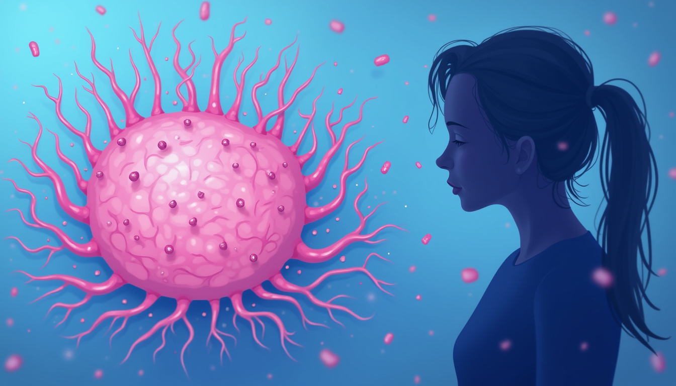  Medical concept, hormone imbalance and hair follicles, digital illustration, blue and pink tones