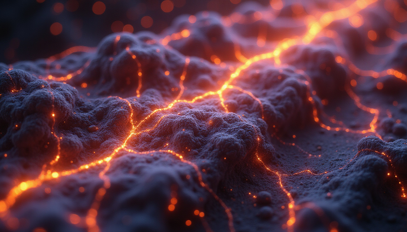 Close-up of muscle fibers, electric mitochondria sparks, carbohydrate molecules fueling turbocharged metabolism