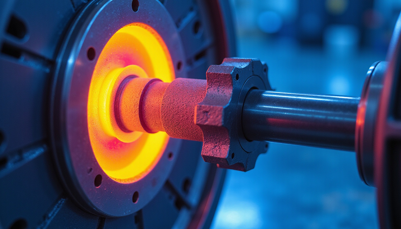  Close-up of mechanical endurance test: electric motor shaft under cyclic stress, thermal imaging, engineer monitoring