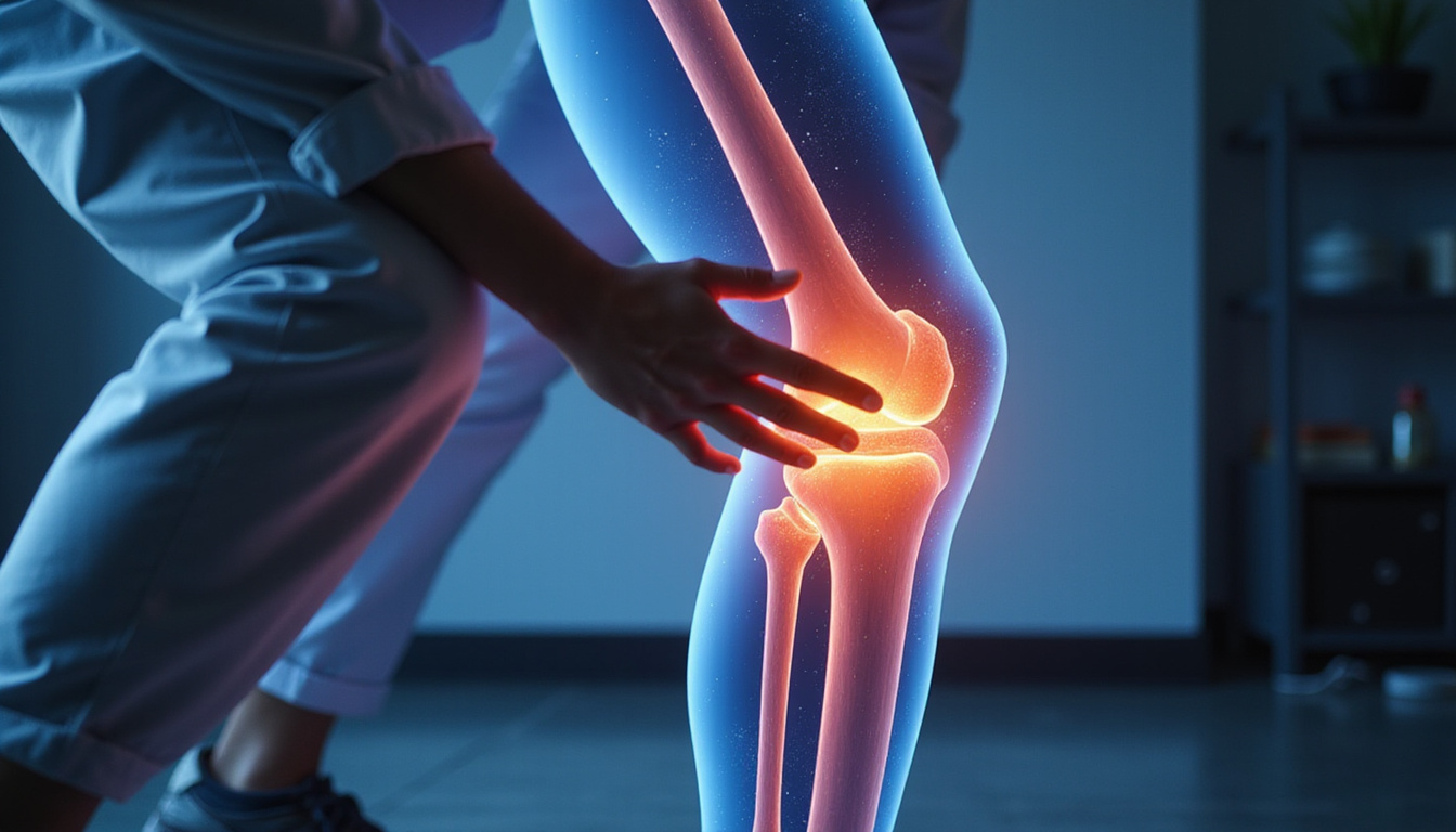  Anatomical overlay of knee ligaments during squat, physiotherapist