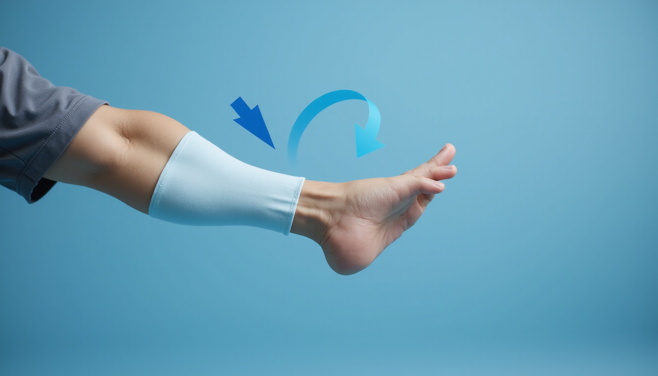  Close-up of stretching sequence for rotator cuff, arrows indicating motion, calm blue tones, photorealistic