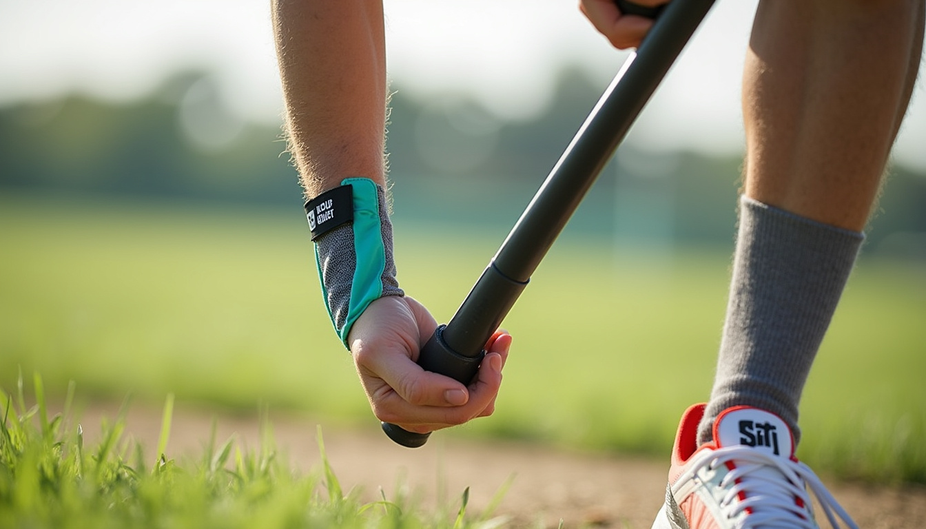  Instructional close-up: correct elbow angle, padded cuff, non-slip tip, confident stride outdoors