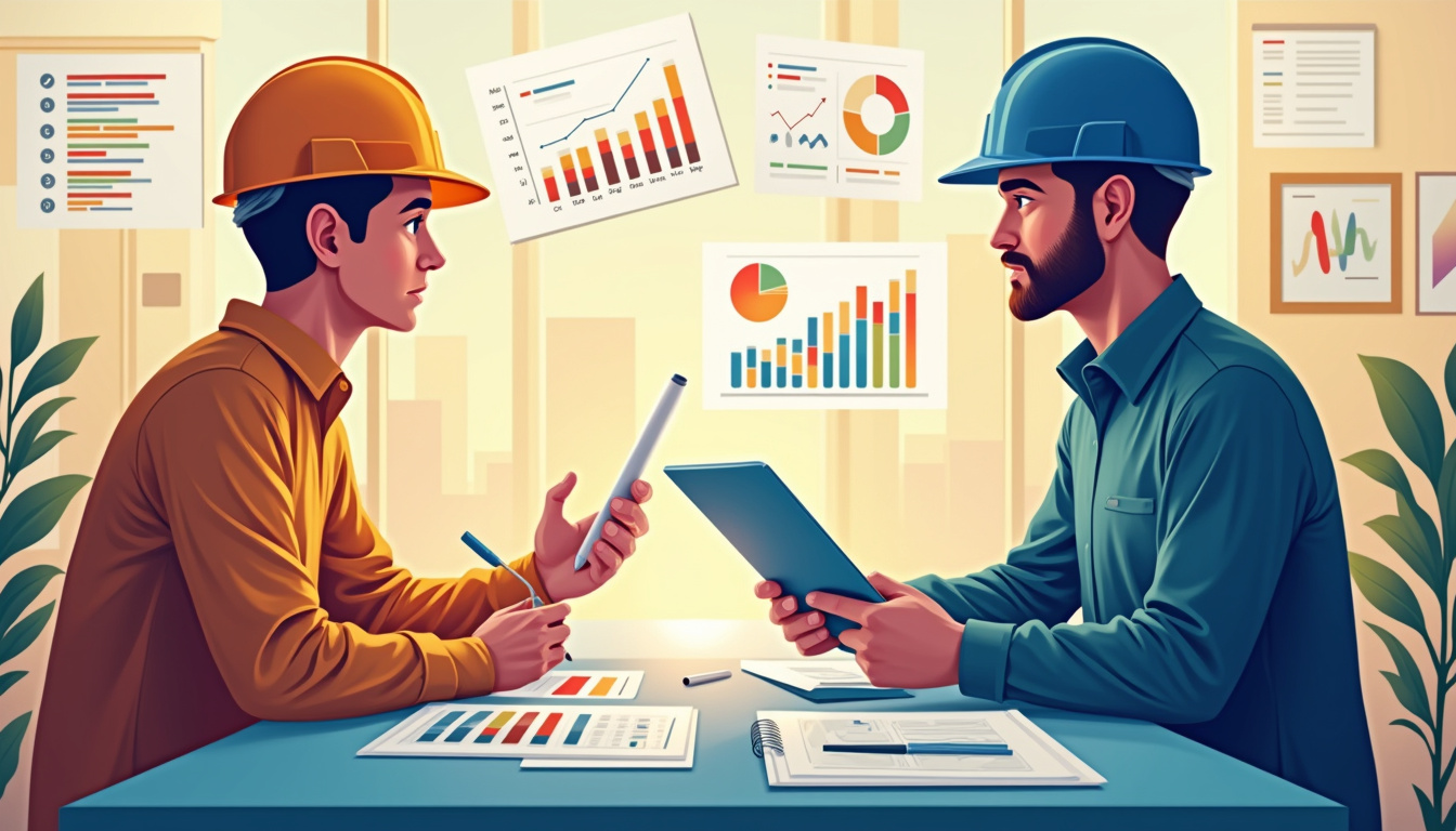  Strategic negotiation scene, supplier and buyer exchanging proposals, cost-quality charts, dynamic lighting