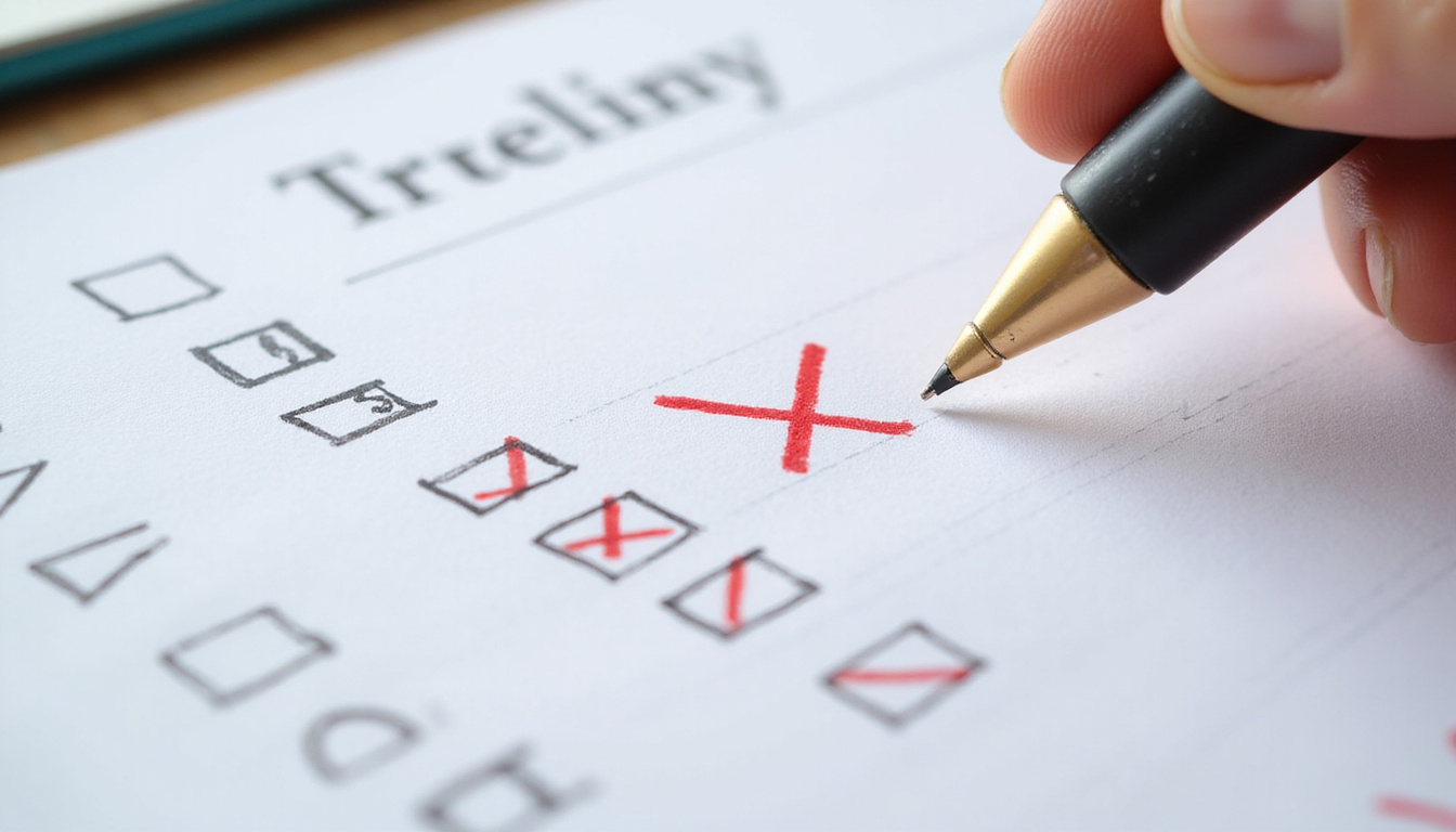  Close-up of crossed-off punch list with red errors, overflowing calendar, clock ticking, contractors arguing