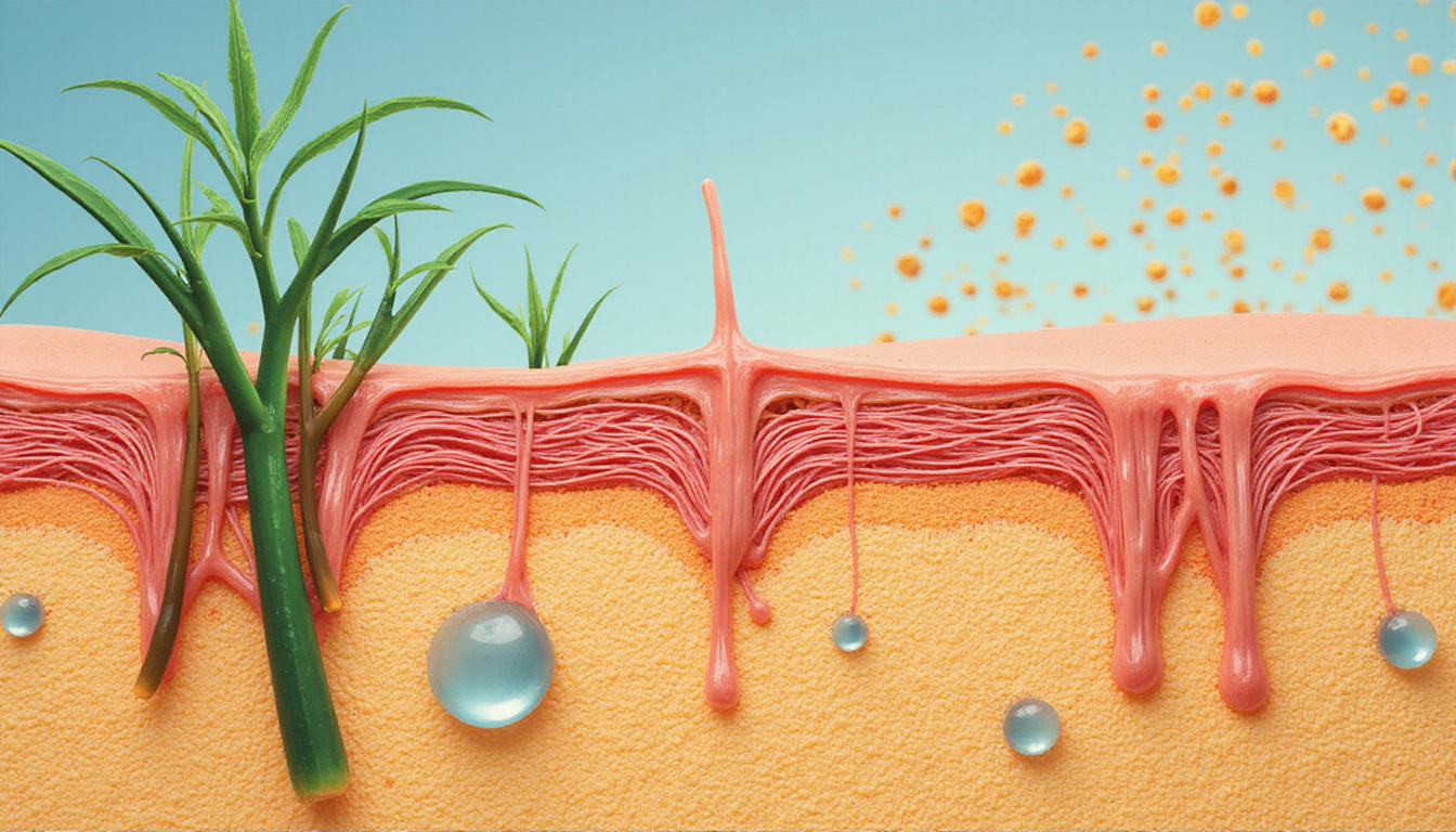  Cross-section of hair follicle, cellular regeneration, nutrients flowing, vibrant healthy hair growth illustration
