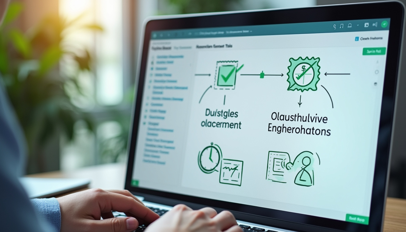  Close-up laptop screen shows CMMC assessment checklist, green pass stamp, contract handshake, efficient clock