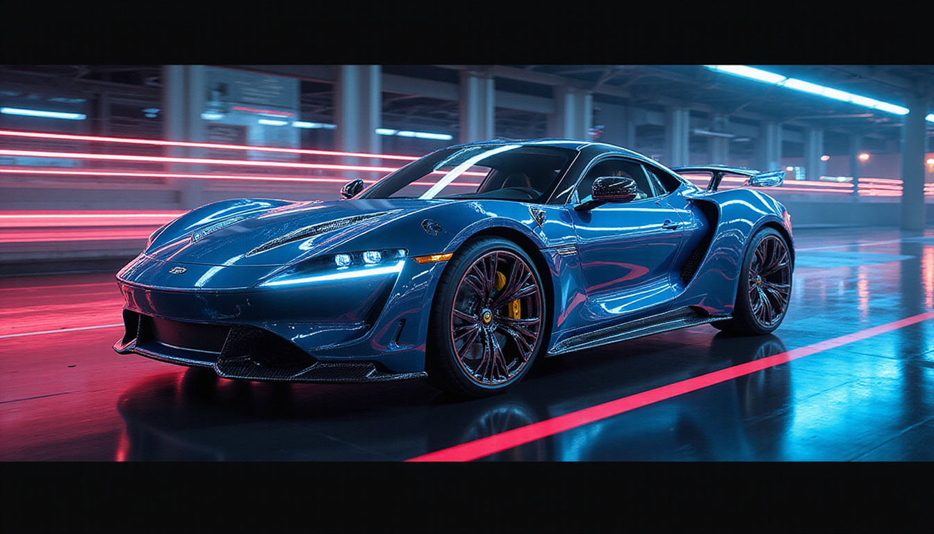  Futuristic electric steering module, CAD-style render, neon highlights, sensors, precision gears, motion blur