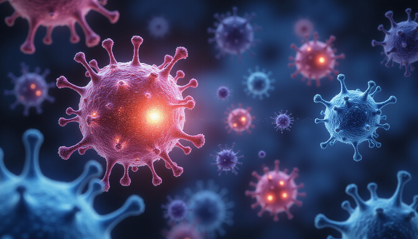  Molecular heroes emitting light, modulating immune cells and metabolism inside stylized gut, bacteria cheering