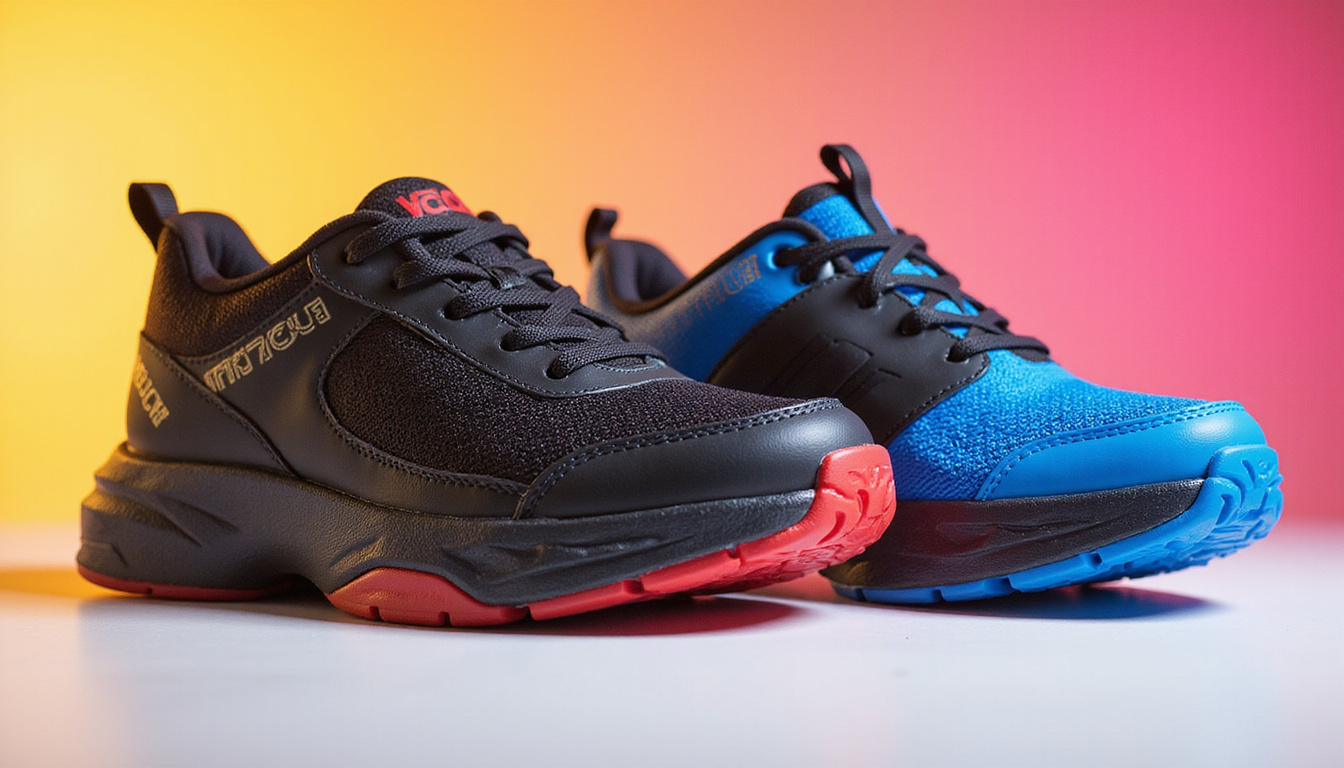  High-contrast studio image of modern weightlifting shoes, elevated heel, textured sole, anatomical fit